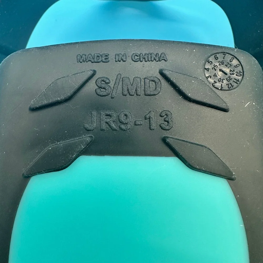 CAPAS Snorkel Fins Black Teal Open‎ Heel Adjustable Travel Flippers S/MD JR 9-13